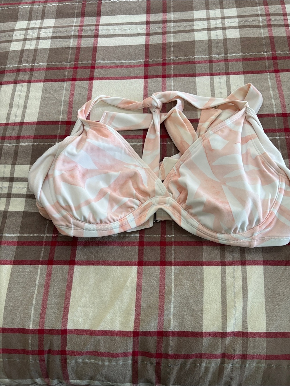 Athleta Peach & White Bandeau Triangle Swim Top